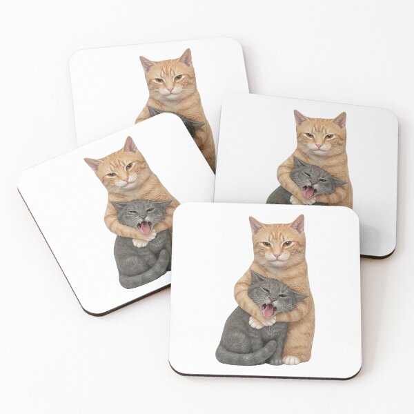 Item preview, Funny Meme Light Orange Cat Standing Upright Wrapping Gray Cat, Fighting Cat Memes designed and sold by Denisemichels.