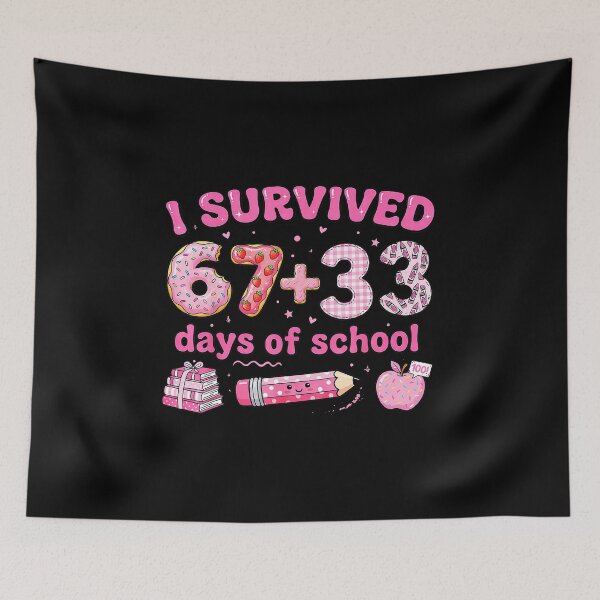 Item preview, I Survived 67 Plus 33 Days of School Cute Pink Math Humor designed and sold by gladysenglish.