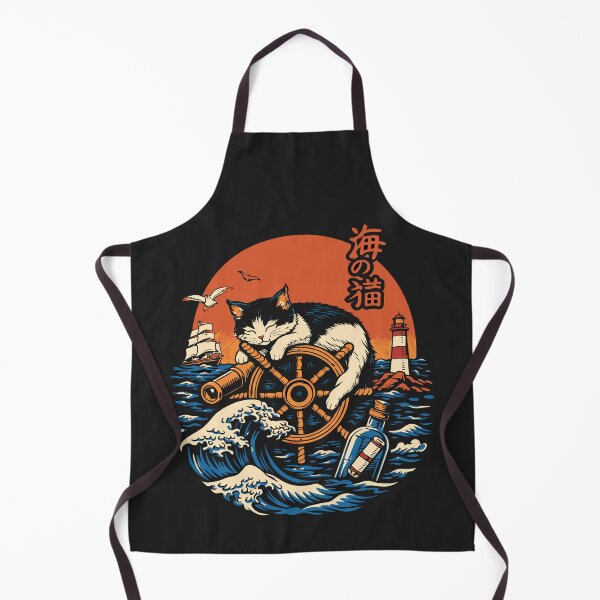 Item preview, ea Cat Sleeping on Captain's Wheel – Vintage Japanese Nautical Wave designed and sold by Teeseas Wave.