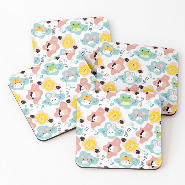 Item preview, Cute Kawaii Animal Pattern – Cat Frog Mouse Rabbit Pastel Seamless Design designed and sold by ArtoryNest.