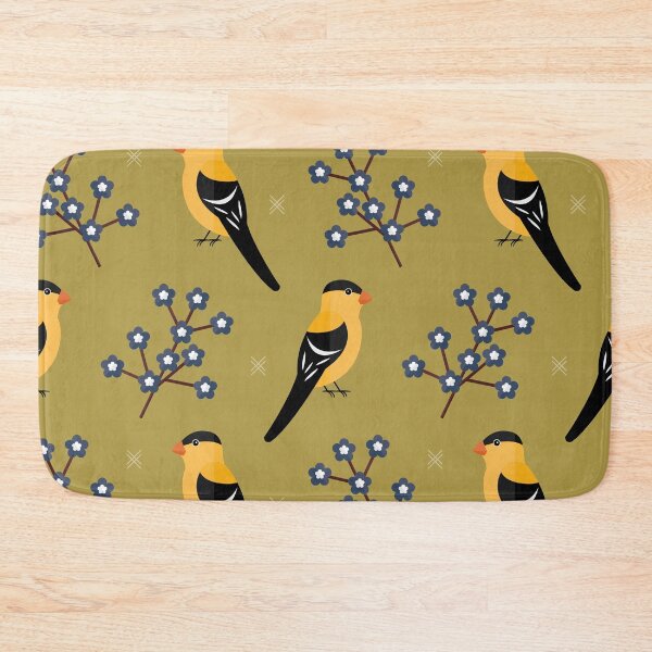 Item preview, American goldfinches on green designed and sold by reneesillus.