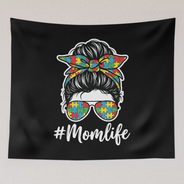Item preview, Autism Mom Puzzle Bow Messy Bun Awareness Mothers Day designed and sold by OlakunleOloroz.