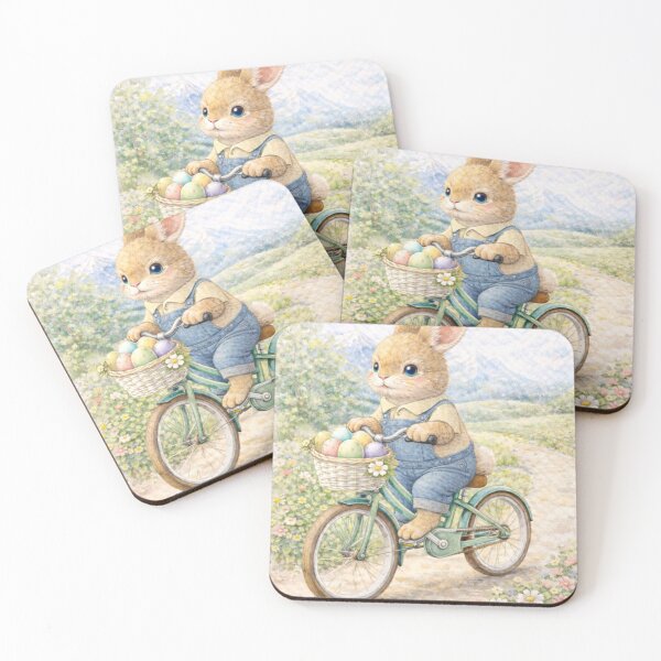Item preview, Easter Bunny Riding Bike With Eggs - Watercolour designed and sold by inspired-works.