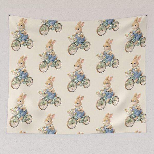 Item preview, Easter Bunny Riding Bike With Eggs - Watercolour designed and sold by inspired-works.