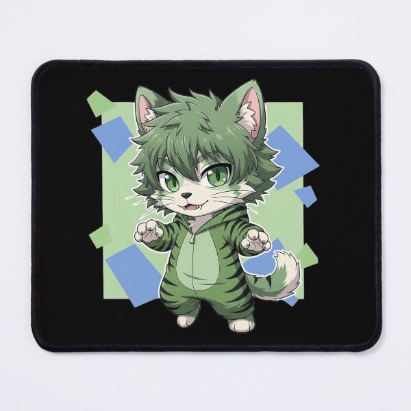 Item preview, Cute Kawaii Chibi Green Cat in Hoodie - Playful Anime Style designed and sold by Radhestore.