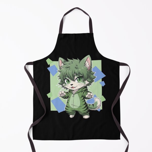 Item preview, Cute Kawaii Chibi Green Cat in Hoodie - Playful Anime Style designed and sold by Radhestore.