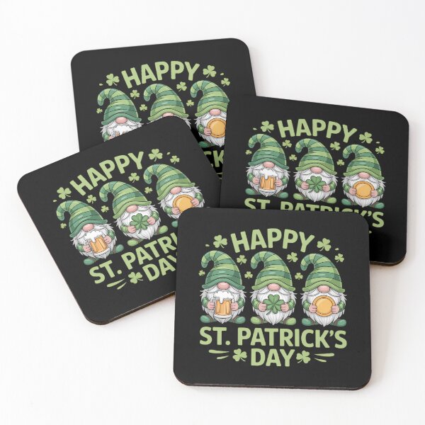 Item preview, Three Gnomes Holding Shamrock Leopard Plaid St Patrick's designed and sold by HellD3vil-Art.