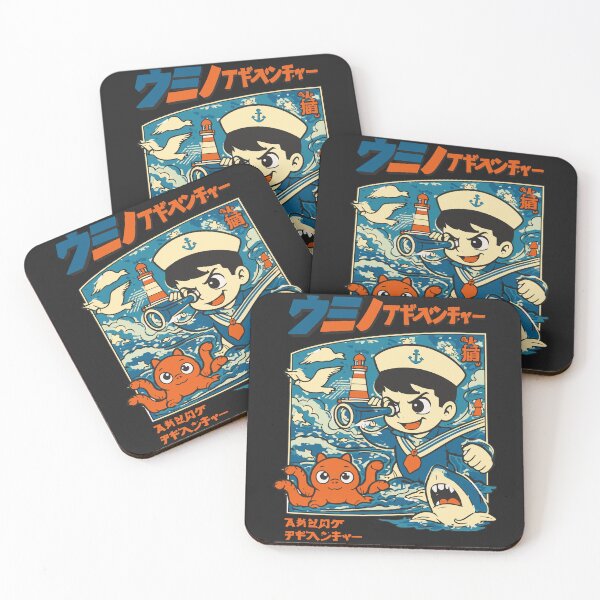 Item preview, Retro 70s Sea Adventure Anime – Sailor Boy, Octopus & Shark Manga designed and sold by Teeseas Wave.