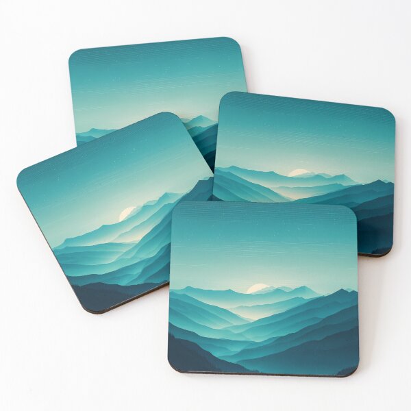 Item preview, Teal Mountain Dawn – Minimal Layered Peaks Under a Starry Sky designed and sold by NeonHorizon Studio.