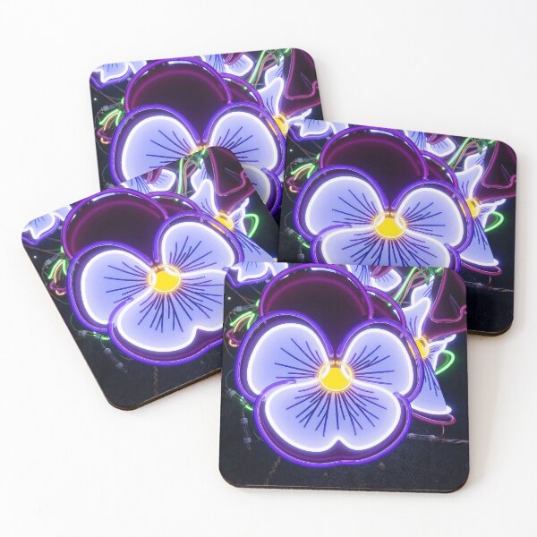 Item preview, Neon Pansy Installation – Glowing Purple White Botanical Art Print designed and sold by Scoutic-Neon.
