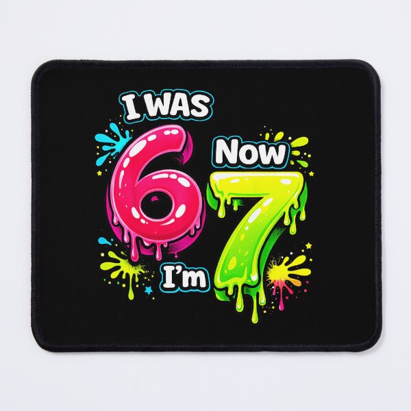 Item preview, I Was 6 Now I’m 7 Funny Birthday Kids Neon Style designed and sold by gladysenglish.