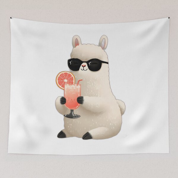Item preview, Cool Alpaca with Grapefruit Cocktail – Sunglasses Summer Spritz Cartoon designed and sold by Beachy Beasts.