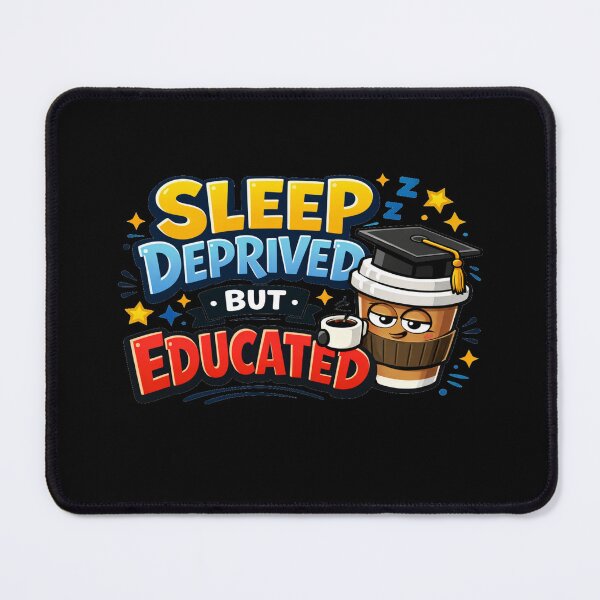Item preview, Sleep Deprived but Educated – Funny Coffee Graduate Cartoon for Students & Night Owls designed and sold by Bright Nest Studio.