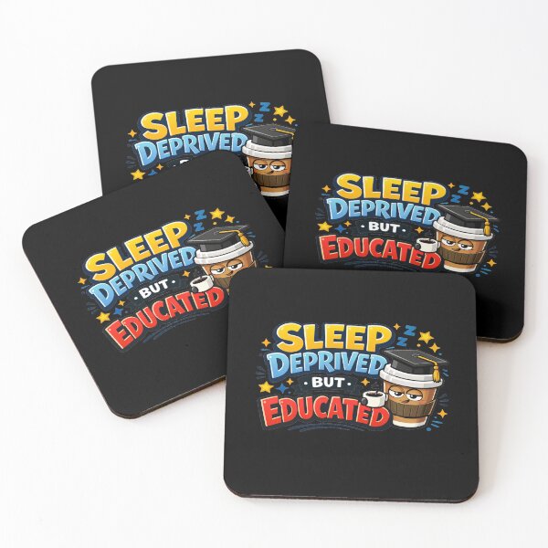 Item preview, Sleep Deprived but Educated – Funny Coffee Graduate Cartoon for Students & Night Owls designed and sold by Bright Nest Studio.
