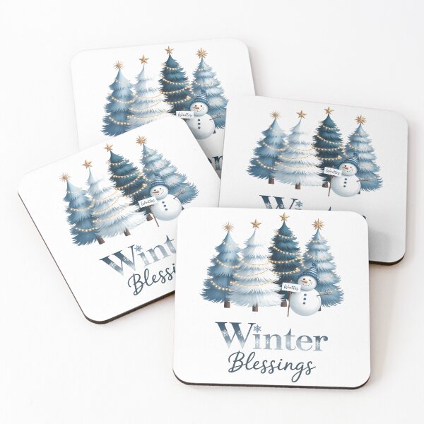 Item preview, Trees Christmas Snowman Snow Winter Blessings Saying designed and sold by Moon-Ape.