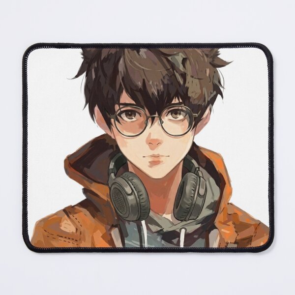 Item preview, Anime Neko Gamer Boy with Glasses and Headphones designed and sold by Jbantan.