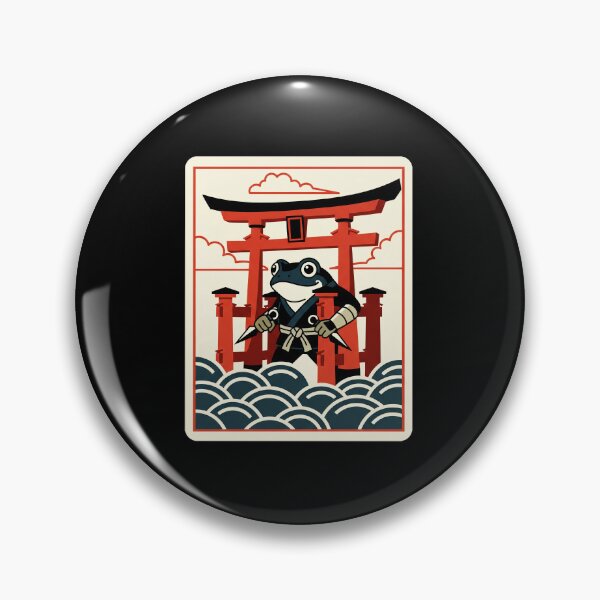Item preview, Ninja Frog Samurai Japanese Temple Retro Style designed and sold by JordynLadukeg65.