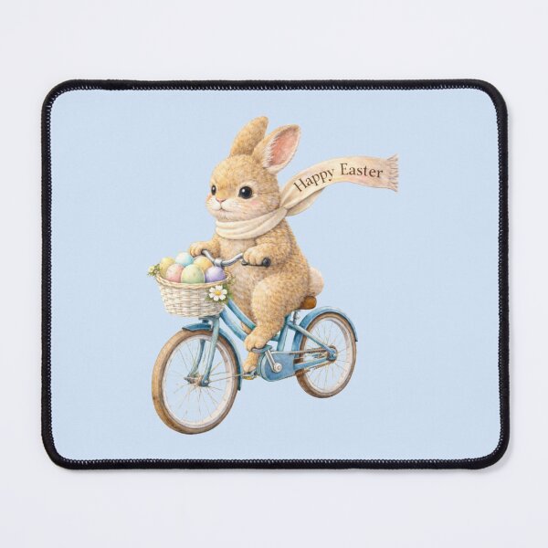 Item preview, Easter Bunny with Scarf Bike Riding Spring Watercolour designed and sold by inspired-works.