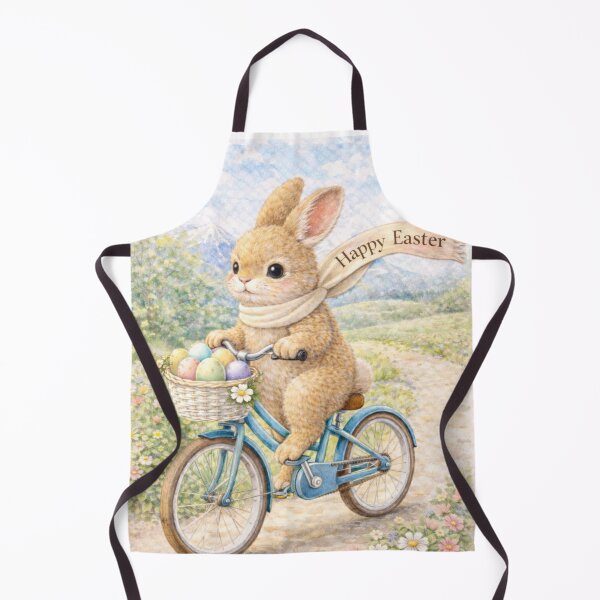 Item preview, Easter Bunny with Scarf Bike Riding Spring Watercolour designed and sold by inspired-works.