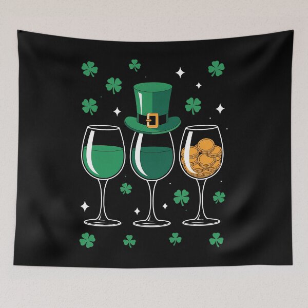 Item preview, Three Wine Glasses Clover Shamrock St Patrick day Irish designed and sold by Moon-Ape.