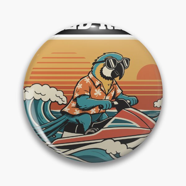 Item preview, Retro Jet Ski Parrot "Wild Ride" designed and sold by PixelStudioBe.