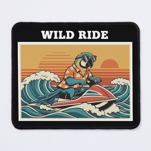 Item preview, Retro Jet Ski Parrot "Wild Ride" designed and sold by PixelStudioBe.