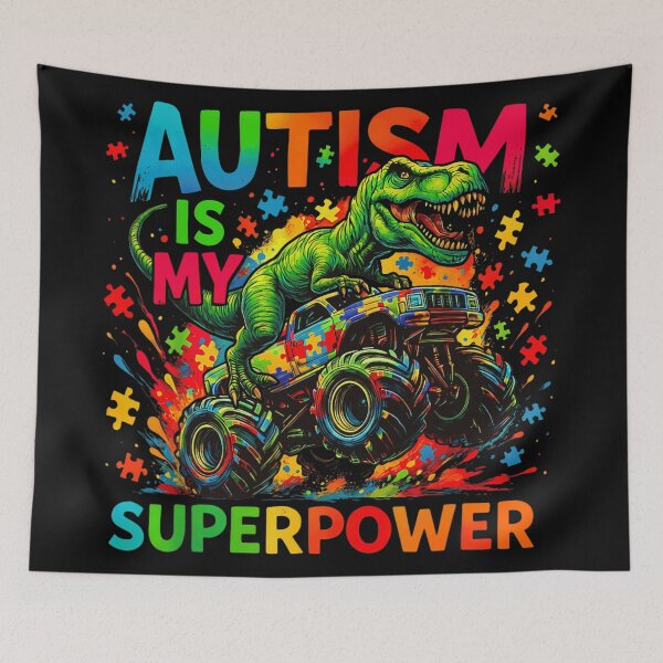 Item preview, Autism Is My Superpower Dinosaur Monster Truck Awareness Design designed and sold by YubitaLeLe.