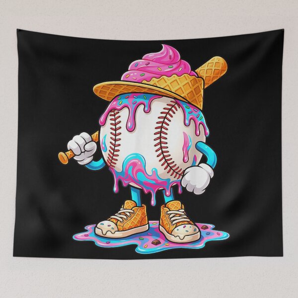 Item preview, Funny Baseball Ice Cream Character Cute Sport Dessert Mashup Design designed and sold by HarinDonreka.