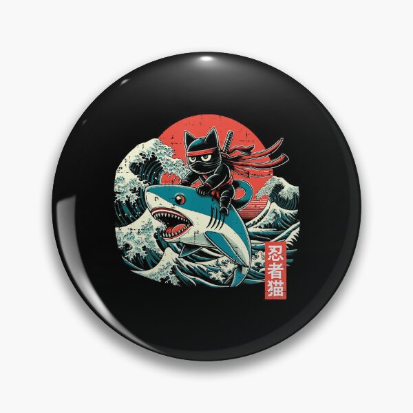 Item preview, Ninja Riding Shark Wave Japanese Ukiyoe Style designed and sold by titanlevi.