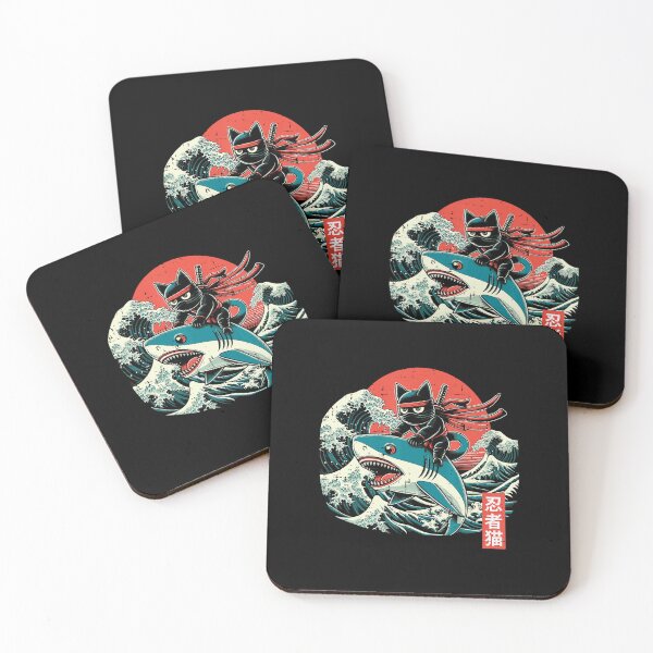 Item preview, Ninja Riding Shark Wave Japanese Ukiyoe Style designed and sold by titanlevi.