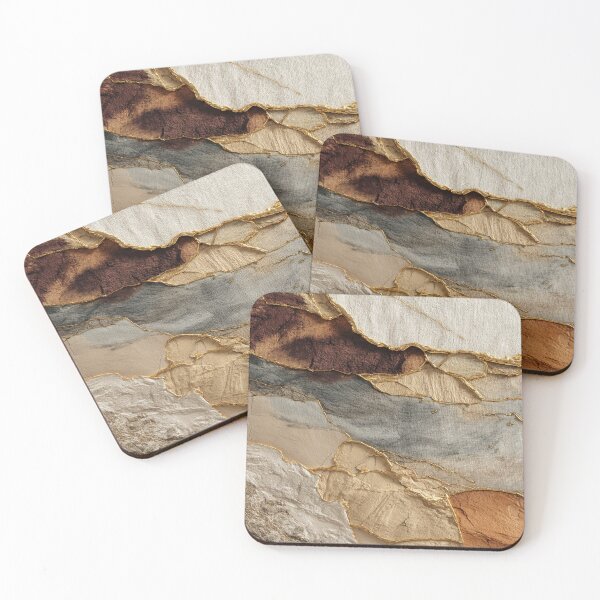 Item preview, Natural tones texture with gold veins - modern wall art in beige brown designed and sold by CosmicGlyph.