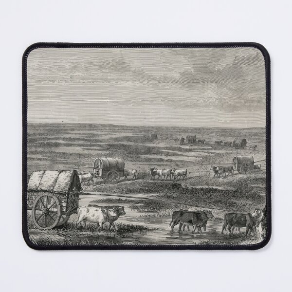 Item preview, Argentinian Pampas Wagon Train Cattle Engraving 1860s Landscape designed and sold by TheSoulOfArt.