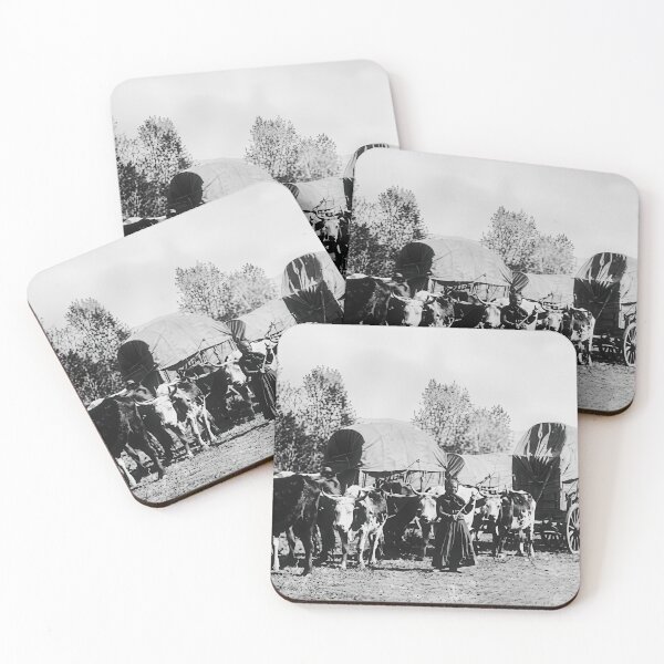 Item preview, Vintage Wagon Train Photograph Oxen Covered Wagons Frontier designed and sold by TheSoulOfArt.