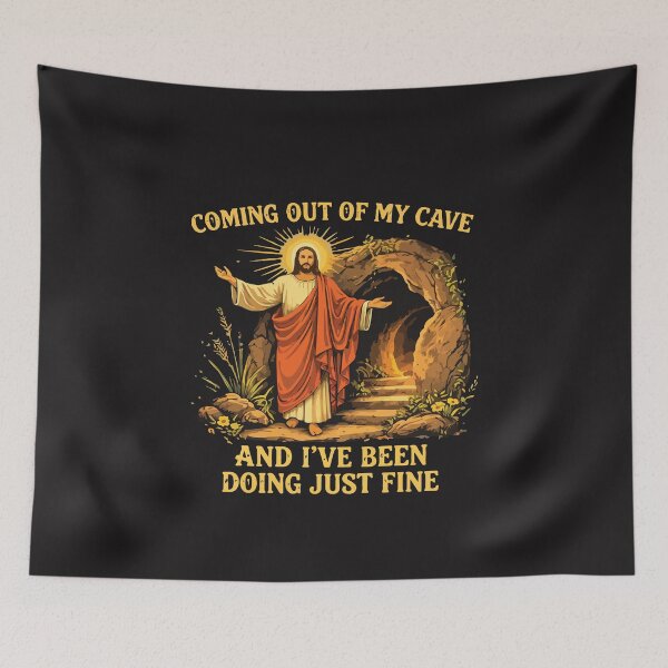 Item preview, Jesus Coming Out Of My Cave Funny Christian Meme Humor designed and sold by kiralynstration.