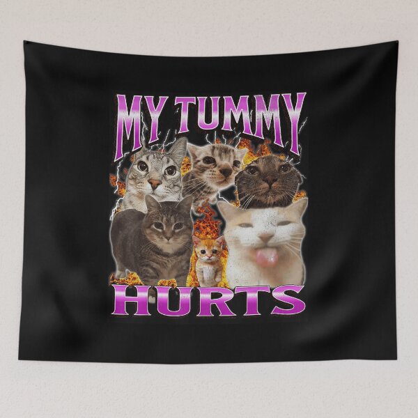 Item preview, My Tummy Hurts Funny Cat Meme Chaotic Humor  designed and sold by tadmercado.