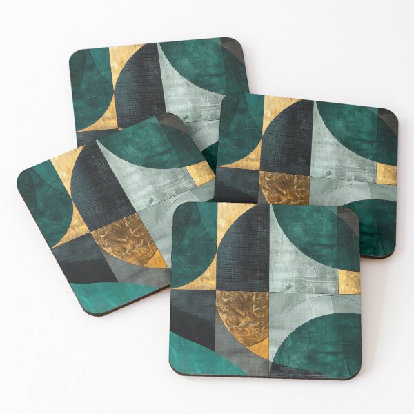 Item preview, Emerald Panel Design – Modern geometric pattern in green and gold designed and sold by CosmicGlyph.