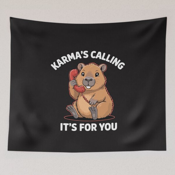 Item preview, Karmas Calling Its For You Funny Capybara Meme Humor designed and sold by kiralynstration.