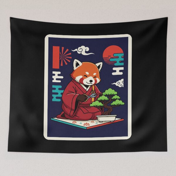 Item preview, Zen Red Panda Bonsai Japanese Style Illustration designed and sold by JordynLadukeg65.
