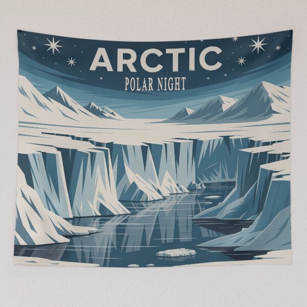 Item preview, Arctic Glacier Polar Night Poster – Retro Svalbard Travel Minimalist Wall Art designed and sold by Tamas Das.