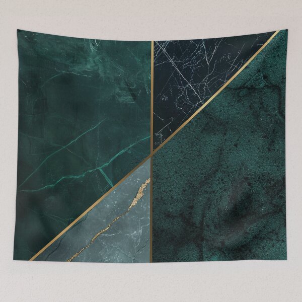 Item preview, Emerald Marble Wall Art – Abstract Green Gold Texture for Modern Living Room designed and sold by CosmicGlyph.