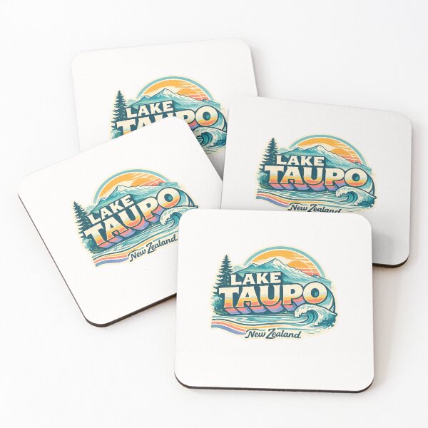 Item preview, Lake Taupo New Zealand Mount Ruapehu Scenic Sunset Landscape Typography designed and sold by Places On Earth.