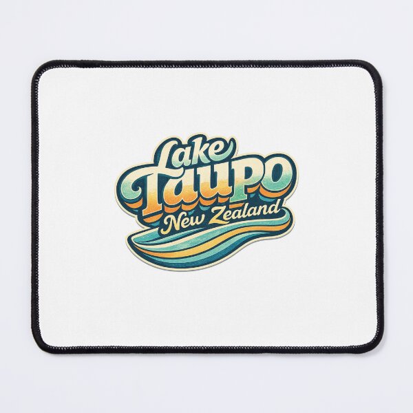 Item preview, Lake Taupo New Zealand Retro Script Waikato River Scenic Typography designed and sold by Places On Earth.