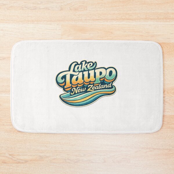 Item preview, Lake Taupo New Zealand Retro Script Waikato River Scenic Typography designed and sold by Places On Earth.