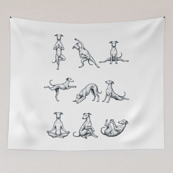 Artikelvorschau, Vintage Greyhound-Yoga-Posen, lustige Meditation, Hundemama-Liebhaber entworfen und verkauft von DoodleTortle.