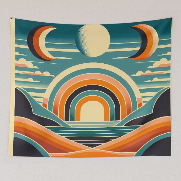 Item preview, Retro Arch Landscape with Moon Phases designed and sold by InkSmithery.