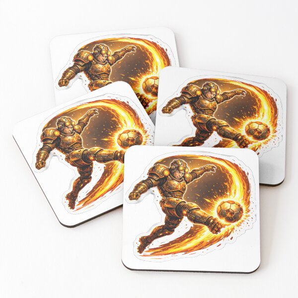 Item preview, Steampunk Soccer Sticker – Mechanical Striker Kick with Fireball designed and sold by Altered Art By Steve.