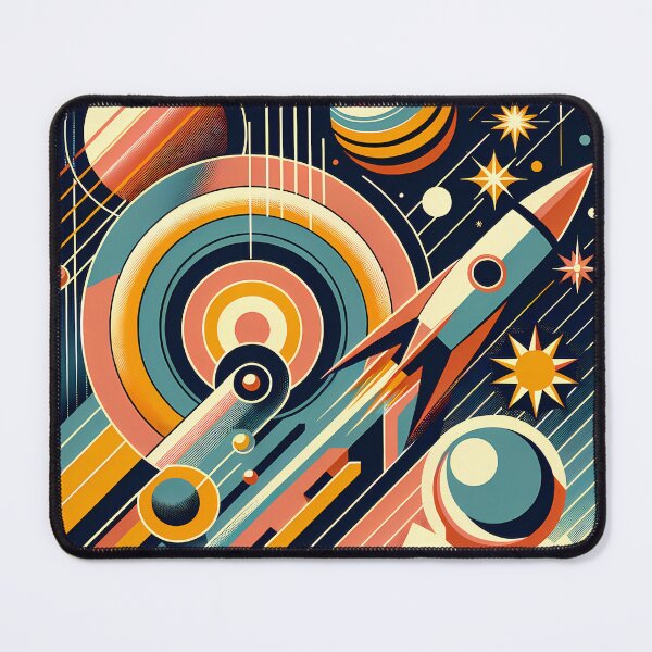 Item preview, Geometric Rocket in Retro Space designed and sold by InkSmithery.