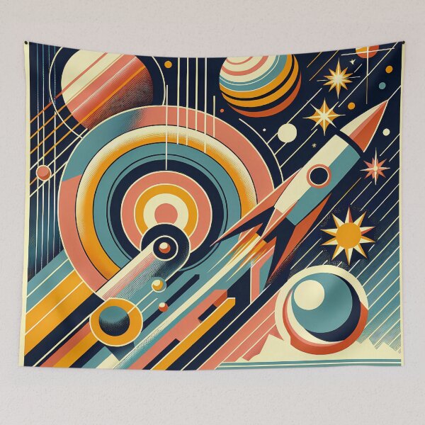 Item preview, Geometric Rocket in Retro Space designed and sold by InkSmithery.