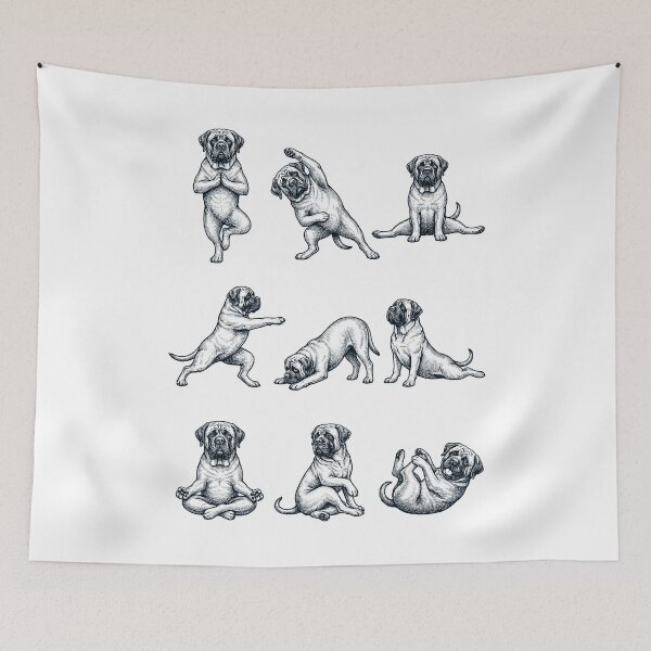 Artikelvorschau, Vintage-Mastiff-Yoga-Posen, lustige Meditation, Hundemama-Liebhaber entworfen und verkauft von DoodleTortle.