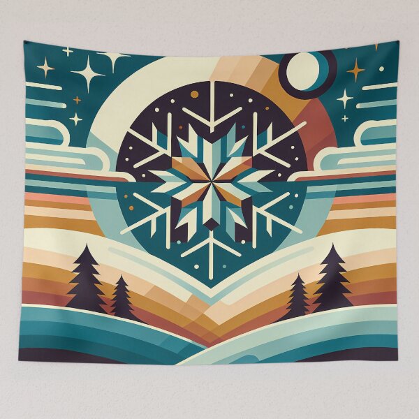 Item preview, Geometric Snowflake Winter Landscape designed and sold by InkSmithery.